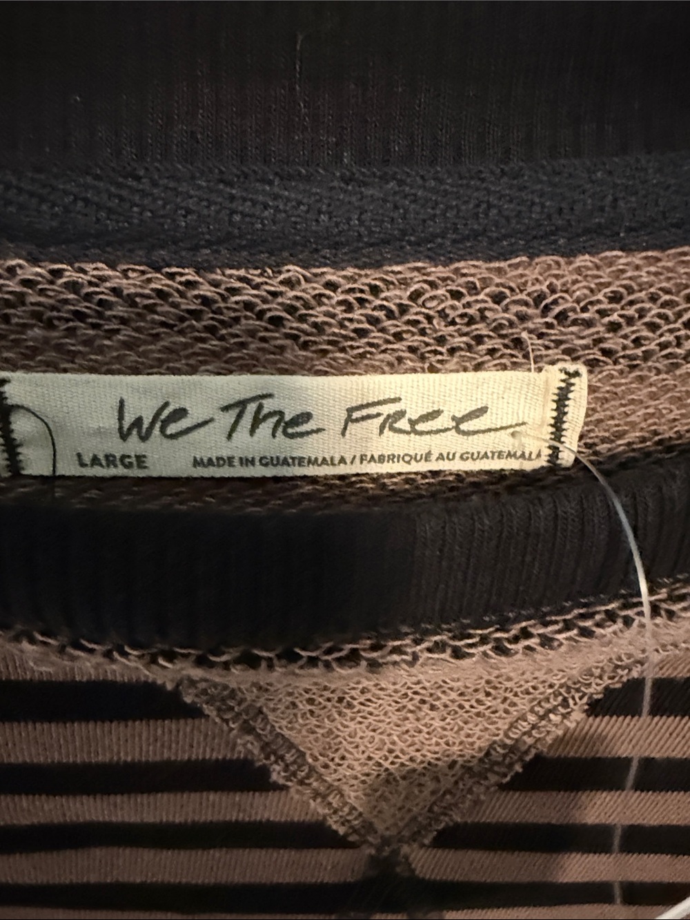 Free People Striped Crewneck Sweatshirt in Brown and Black - Picture 3 of 4